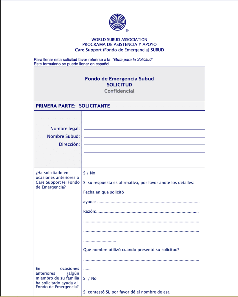 Formulario de aplicacion para Care Support